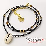 Shell Black Waist Beads, Summer Jewelry, Beach Wear. Waistbeads, Belly Chain, Black Waist Beads,Shell Charm, Waist Beads For Women, African Waist Beads