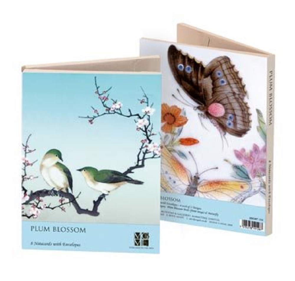 Museums and Galleries Marketing. Classics 178 x 127mm Plum Blossom and Butterfly Designed Note Card Wallet with Envelope (Pack of 8)