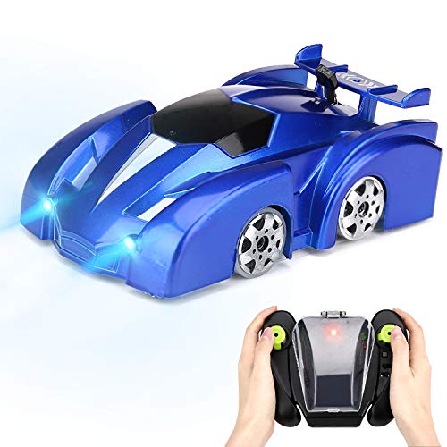 Ansee Wall Climbing Car Remote Control Car Rechargeable Mini Size 360Â° Rotating Defying Gravity Toy with LED Light Birthday for Kids, Boys & Girls (Mini-Blue)