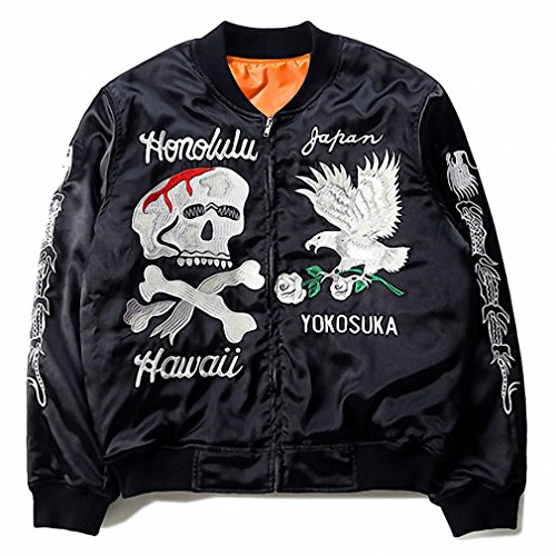 New Spring Streetwear Black Embroidery Bomber Jacket Men