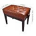 AW Adjustable Piano Bench with Storage Brown Wooden Keyboard Stool Seat Leather Cushion Paino Chair for Piano Shop Music School Studio Capacity 400lbs