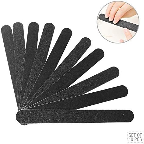 Eve Nail File | Professional 10 Pcs Double Sided Fine Coarse Thick Black 100/180 Grit Buffering Emery Board | Premium Washable EVA and Sand Paper Buffering File for Manicure Pedicure Craft | 1262.2