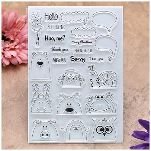 Kwan Crafts Hello Best Friend Miss You Merry Christmas Animal Clear Stamps for Card Making Decoration and DIY Scrapbooking