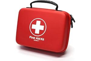 SHBC Compact First Aid Kit (228pcs) Designed for Family Emergency Care. Waterproof EVA Case and Bag is Ideal for The Car, Home, Boat, School, Camping, Hiking, Office, Sports. Protect Your Loved Ones. Red