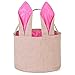 Easter Egg Basket for Kids Bunny Burlap Bag to Carry Eggs Candy and Gifts (Pink)