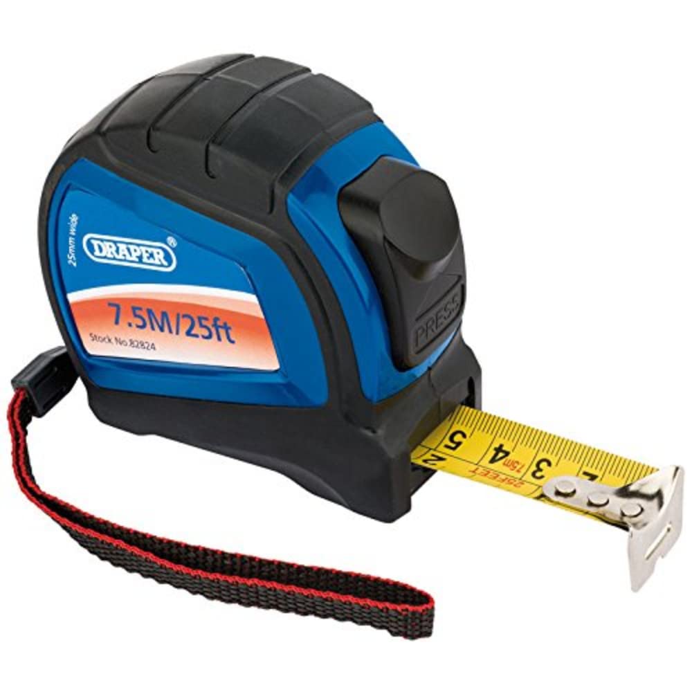 Draper 82824 7.5M/25ft Professional Measuring Tape Black and 7.5 m/25 ft