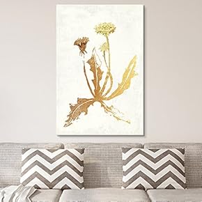Canvas Wall Art - Vintage Style Golden Plant - Giclee Print Gallery Wrap Modern Home Art Ready to Hang - 12x18 inches