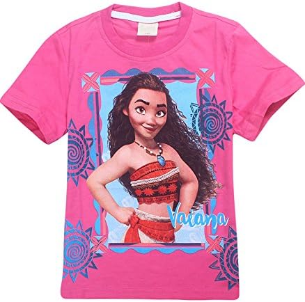 Wengift Girls' Moana Princess Summer Short-Sleeved T-Shirt for 4-11Y