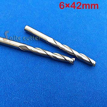 Generic 2pcs/Set 6mm Solid Carbide CNC Drill Bit Set Milling Tools EndMill 2 Two Flute Spiral Router Bits 42mm