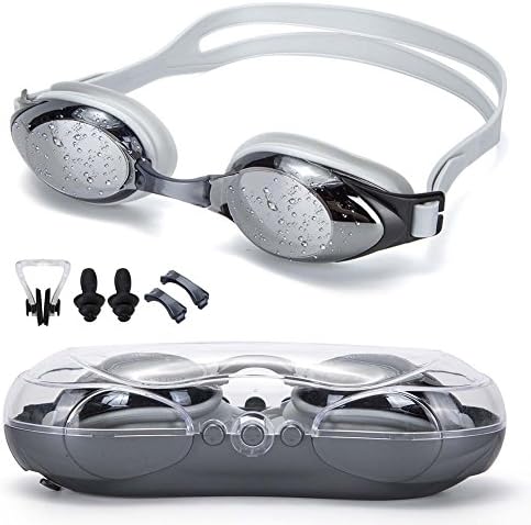 Yingee Swim Goggles,Swimming Goggles No Leaking Anti Fog UV Protection ,Triathlon Swim GogglesTriathlon Swim Goggles Case for Adult Men Women Youth Kids Child (White)