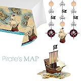 Creative Converting Pirate's Map Party Bundle: 3D Centerpiece, Tablecover, & Hanging Cutouts