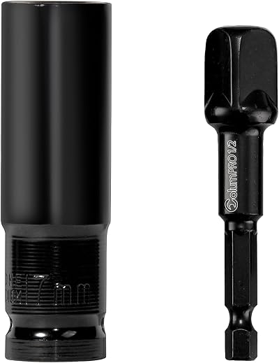 ColumPRO 1/2 Inch Impact Socket Set 17mm 6-Point + 1/2 Inch Hex Shank Adapter