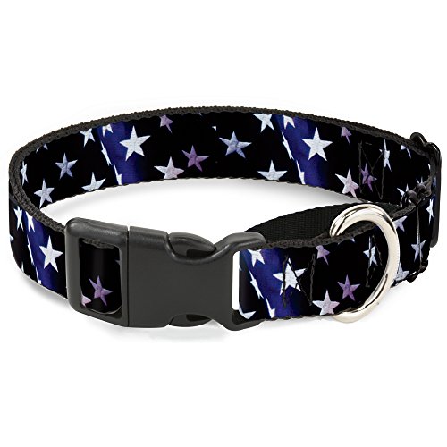 Buckle-Down American Flag Vivid Stars Blue/White Martingale Dog Collar, 1.5" Wi…