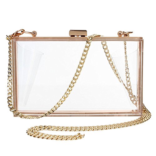 Women Cute Transparent Clear See Through Box Clutch Acrylic Evening