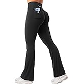 YEOREO CoreFlex Women Workout Mini Flare Leggings with Pockets Hidden Scrunch Cargo Gym Casual Denim-Look Yoga Pants