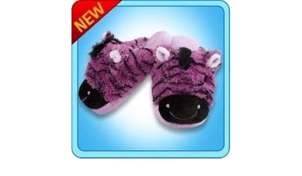 Amazon Com Pillow Pets My Zany Zebra Medium Slippers Childs Size