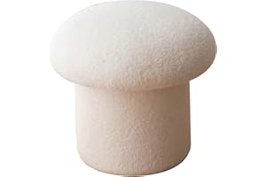 Culnflun Mushroom Ottoman Sofa Bench Simple Elastic Comfortable Foot Rest Soft Round Pine Wooden Foot Stool for Home Decorati