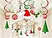 30 Pieces Christmas Party Hanging Swirl Decoration Ceiling Decorations Snowman Stocking Xmas Tree Santa Hat Swirl Hanging Foil Cards