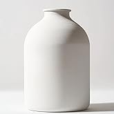 Large White Vase, Big Iron Vase for Long Stem Flowers, White Arlo Matte Finish for Modern Minimalist Table Decor, Japandi Hom