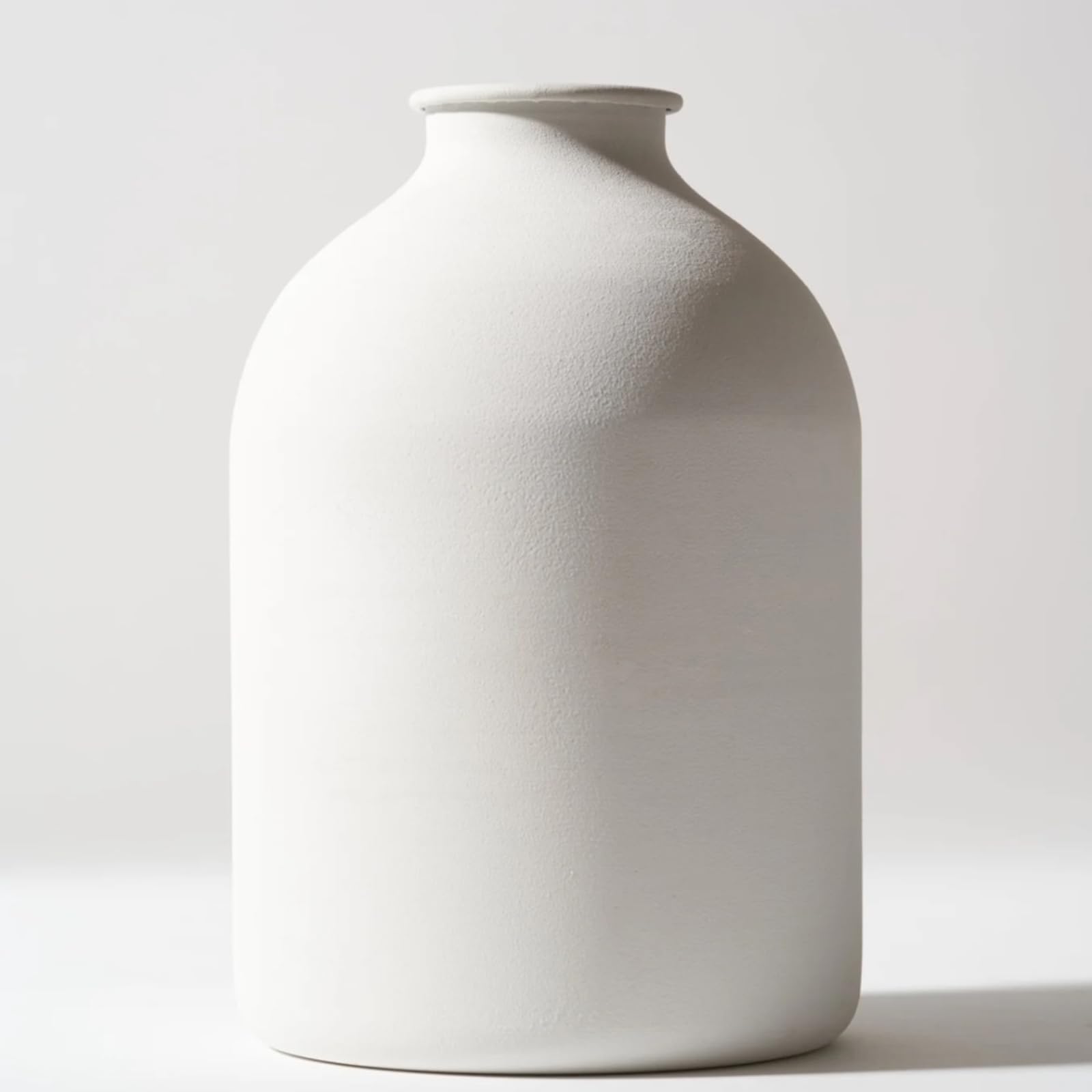 Photo 1 of Large White Vase, Big Iron Vase for Long Stem Flowers, White Arlo Matte Finish for Modern Minimalist Table Decor, Japandi Home Decor
