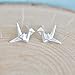 Origami Crane Earrings in Sterling Silver 925