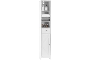 LOUMERNHANT Tall Bathroom Storage Cabinet - 66.9" Freestanding Narrow Bathroom Cabinet with Adjustable Shelves, Water Resistant Organizer for Small Spaces, Kitchen, Hallway (White With 3 open drawers)