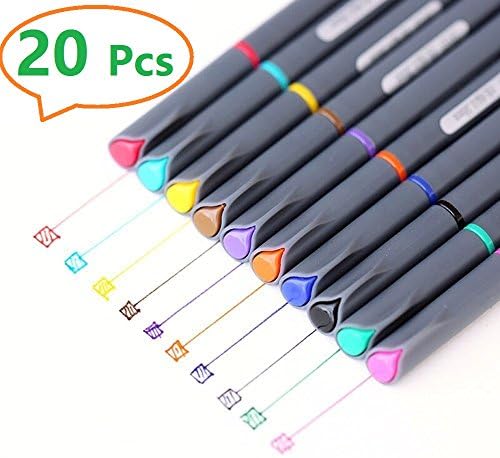 Colorful Pen Fineliner Color Pen Set By TXLOVE, 0.38mm Colored Fine Liner Sketch Drawing Pen, Porous Fine Point Markers Perfect for Coloring Book and Bullet Journal Art Projects (20PCS Colorful Pen )