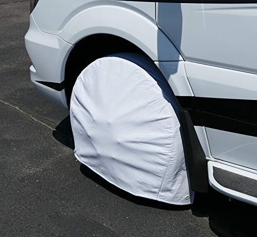 Dumble White RV Tire Covers Set of 2 for 24" to 26" Inch Tires - Camper Wheel Covers, Wheel Protector 2-Pack