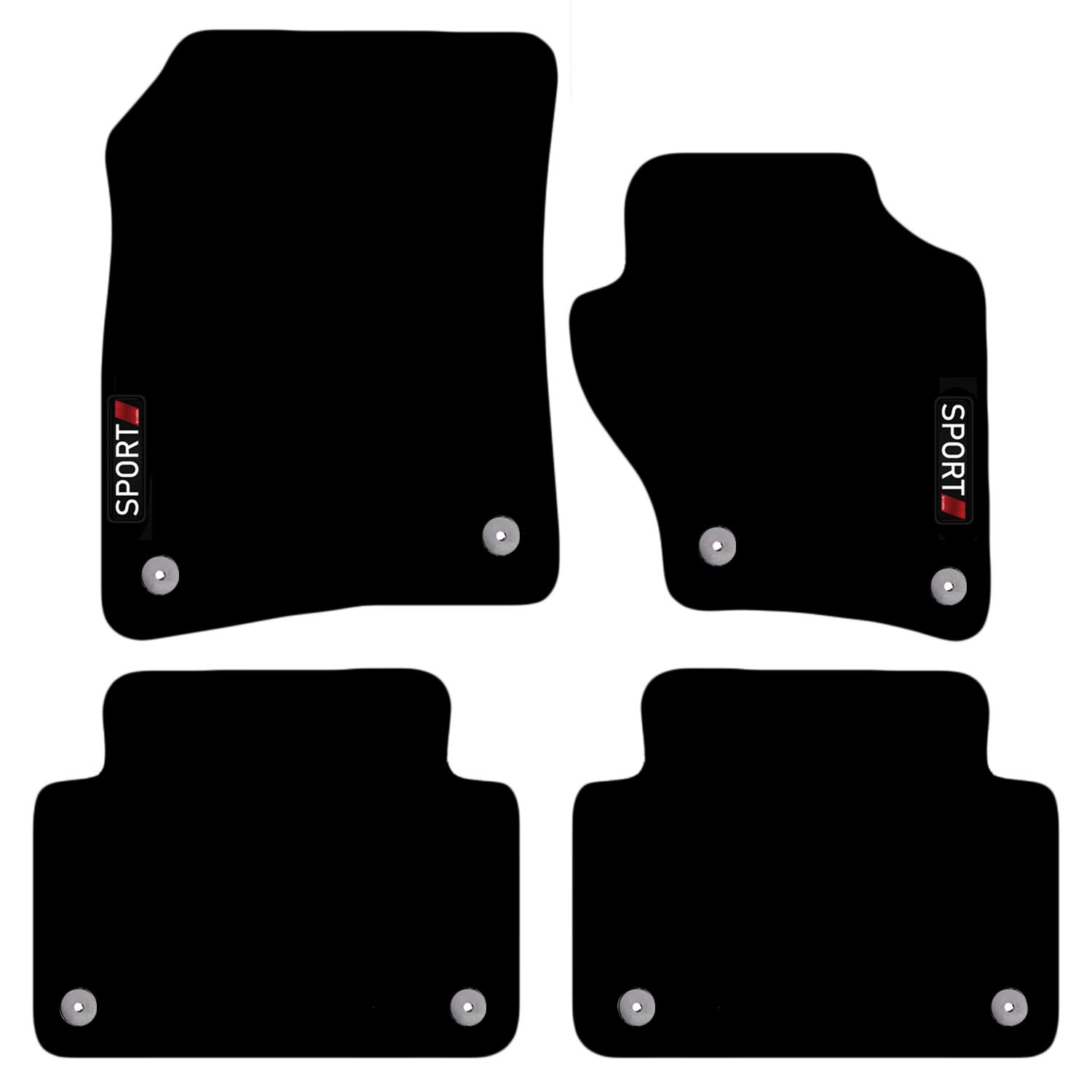 Carsio Carpet Car Mats For Audi Q7 2006-2015 (4L) with Sport logo (8 Clips) Tailored Fit Floor Mat Complete Accessory Custom Fitted - All Weather, Anti-Slip Backing & Black Trim