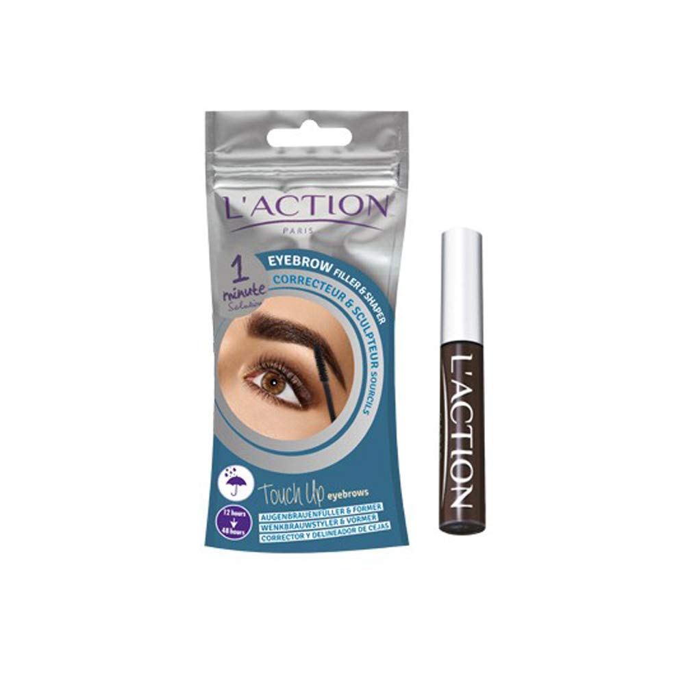 L'Action Paris Long-Lasting Eyebrow Filler and Shaper, Eyebrow Mascara Fills Brows with Natural Colour, Sculpts Brows to Desired Shape, Waterproof Formula, Black-Brown 8.5g
