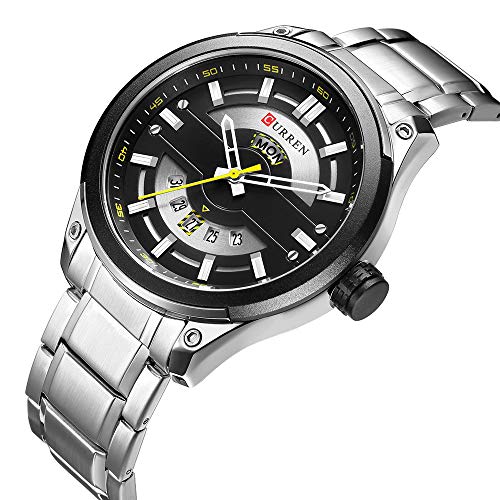 Reloj de pulsera Curren para hombre de cuarzo, correa de acero inoxidable, esfera redonda - Imagen 3