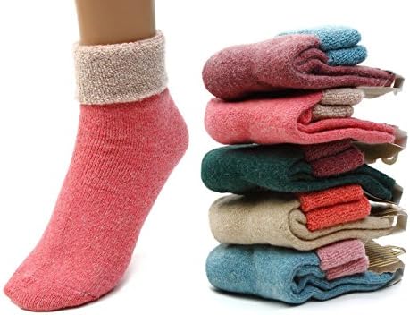 USOLDFLY Women's Super Thick Crew Winter 5 pairs Socks(mix colors)Jacquard Weave