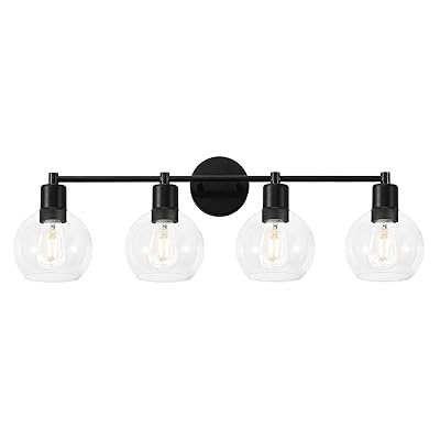 Buy Modern Globe Vanity Light Industrial 4 Light Indoor Wall Sconce Bathroom Vanity Lighting With Glass Lights Shade And Black Finish For Hallway Kitchen Bedroom Black Online In Turkey B08q8h43zz