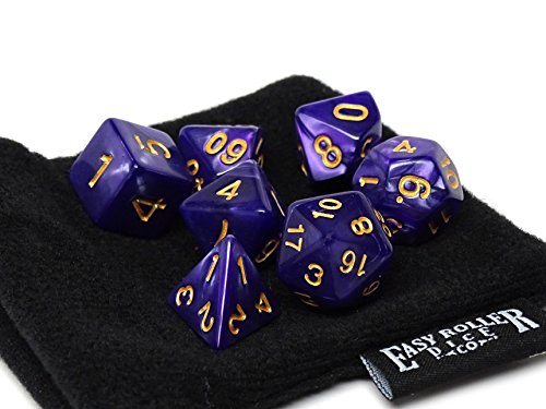 Deep Purple Granite Polyhedral Dice Set | 7 Piece | PRISTINE Edition | FREE Carrying Bag | Hand Checked Quality