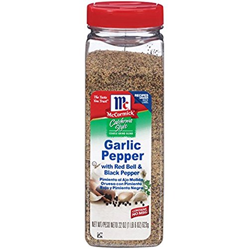 MCCORMICK CALIFORNIA STYLE GARLIC PEPPER, KOSHER CERTIFIED BY OU 22 OZ WITH SHAKER MADE IN USA
