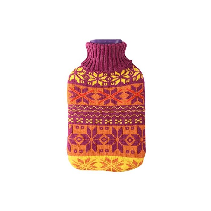 Large 2 Liter Soft Cute Hot Water Bottle Knit Cover - ONLY Cover (2 L, Snowflake)