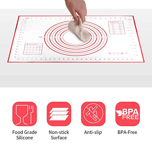Conleke Rolling Pin with Adjustable Discs Stainless Steel Rolling Pins and Baking Mat for Making Dough Pizza Pie Cookies Bread Noodles (17" Rolling Pin with Mat) - Thumbnail 3