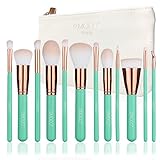 Makeup Brush Set, Soft Synthetic Bristles Make Up Powder Blush Contour Eyeshadow Lip Foundation Brushes Kit with Cosmetics Bag (12pcs Green)