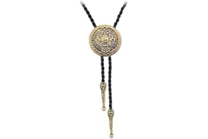 JPJZY BRBAM American Indian Style Western Cowboy Native American Bolo Tie Retro Solar Calendar Leather Bolo Necktie