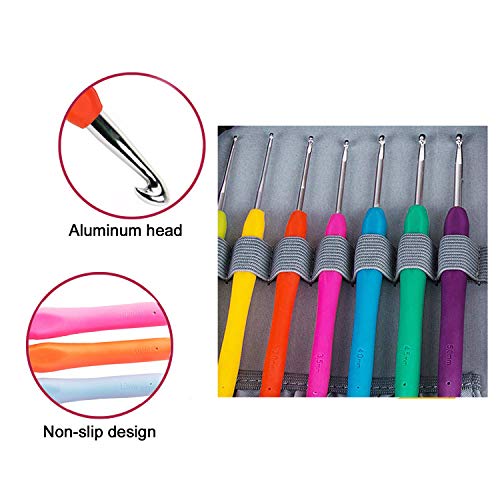 K Kwokker 48 Pieces Ergonomic Crochet Hooks Set with Cartoon Cat Case Grip Crochet Kit and Accessories for Beginners and Crocheters, Complete Accessories, Small Volume and Convenient to Carry, Pink, 2