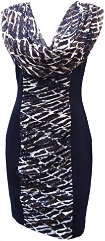 TRACY REESE Womens Combo Draped Shift Dress Sz 8 Black/Brown 110421MS