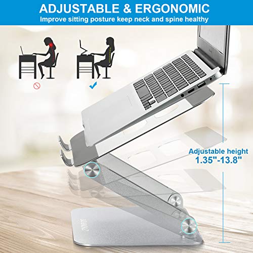 Laptop Stand, Adjustable Laptop Stand for Desk, Ergonomic Aluminum