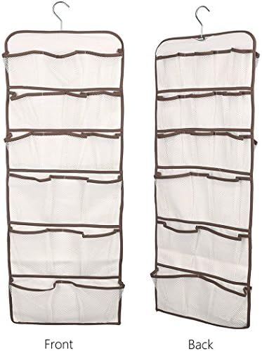 Hanging Storage Bag, HongKe Dual-side Storage Bag Organiser Cotton Fabric Closet Wardrobe Wall Door Storage Bags Socks Jewelry Bra Underwear Ties Home Organiser (30Pockets)