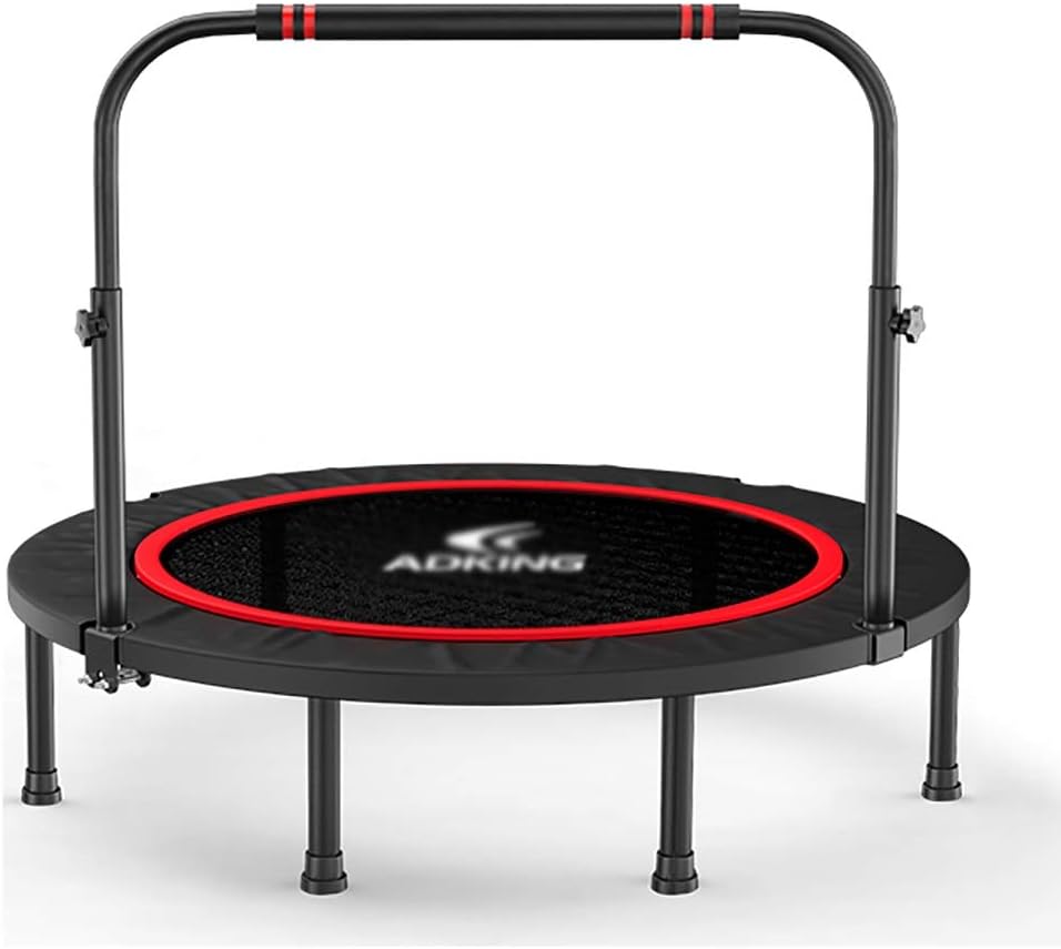 Erru Foldable Trampoline Cardio Trainer with Adjustable Handrail, Mini Bouncer Fitness Trampolines- Black