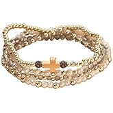 SCRDPRAD Colorful Crystal Beaded Cross Bracelet for Women Religious Cross Stretch Bracelet for Christian Birthday Easter Thanksgiving Christmas Gifts Jewelry