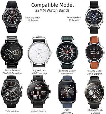 Sunnywoo 22mm Watch Silicone Watch Band Strap with Quick Release Pins Compatible with Samsung Galaxy Watch (46mm) /Gear S3 Classic/Frontier/Asus ...