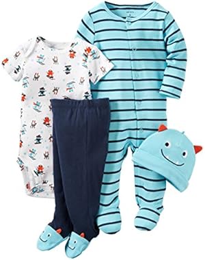 Carter's Blue Monster 4 Piece Sleep & Play Set Newborn