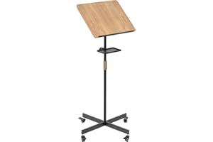 Classic Lectern Podium Stand with Storage Platform, Height Adjustable Mobile Podium, Teacher Speaker Lecture Classroom Presen