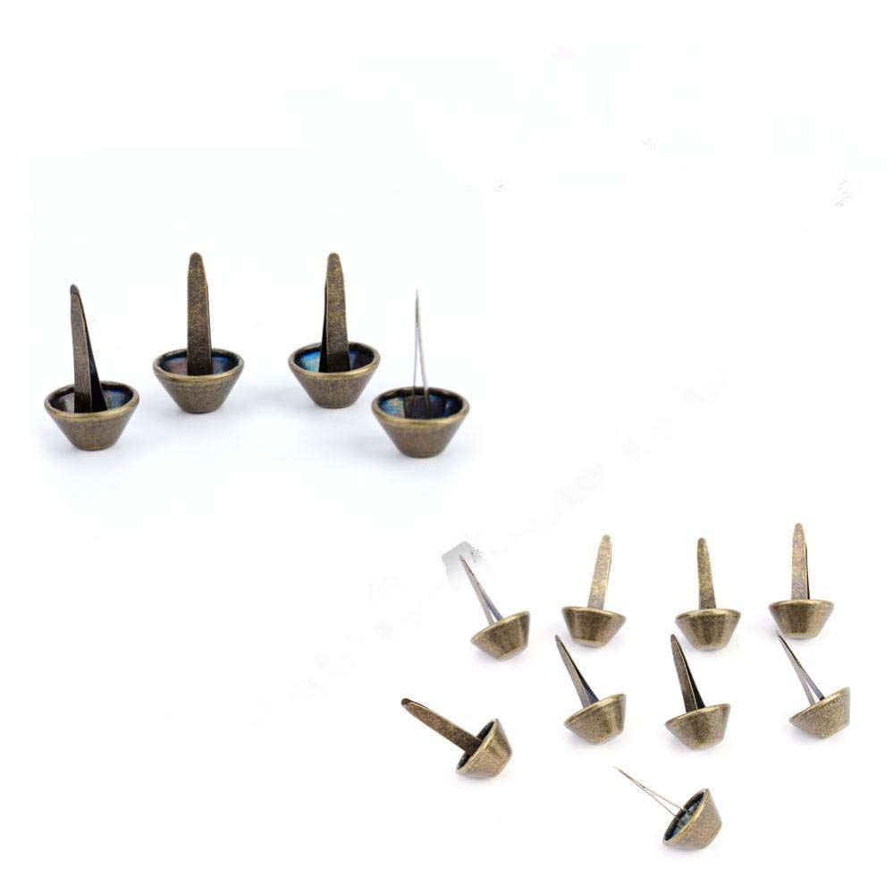 HEEPDD Leather Craft Rivets, 50Pcs Half Round Nailhead Studs for Purse Handbag Shoes Decoration Brass 15mm Cone Feet Spike Accessories for Wallet