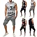 Mens Summer Outfit,Tronet Men's Summer Leisure Fashion Printing Sleeveless Hoodie Vest Shorts Sports Sets